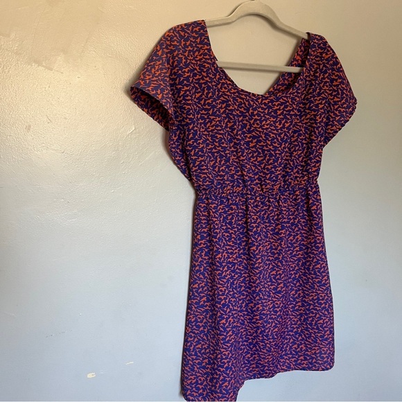 Anthropologie Kiwi Purple Dinosaur Bird Print Dress  | Size Medium Small - Picture 4 of 9